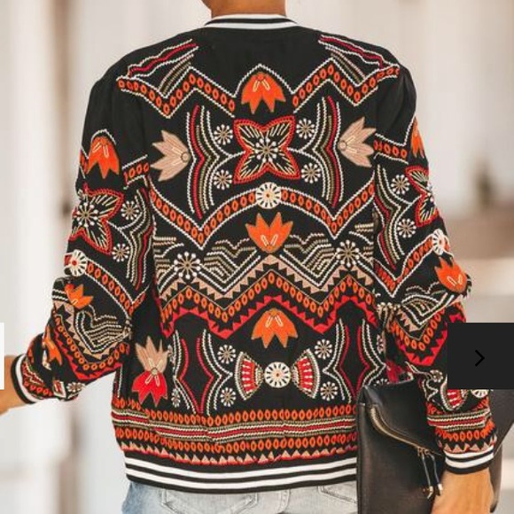 Embroidered Bomber Jacket - Picture 3 of 8